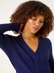 Roman Blue Cable Split Knit Jumper - Image 1 of 5