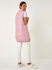 Roman Pink Quilted Zip Detail Longline Gilet - Image 3 of 5