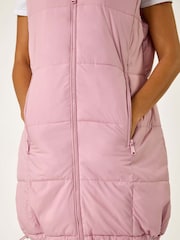 Roman Pink Quilted Zip Detail Longline Gilet - Image 5 of 5