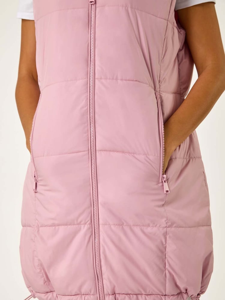Roman Pink Quilted Zip Detail Longline Gilet - Image 5 of 5