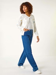 Roman White Flower Embroidered Cardigan - Image 1 of 5