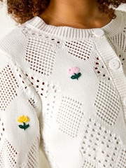 Roman White Flower Embroidered Cardigan - Image 5 of 5