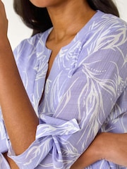 Roman Purple Floral Print Pleat Front Top - Image 5 of 5