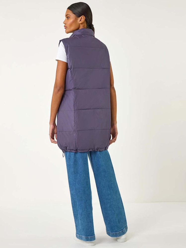 Lila - Roman Quilted Zip Detail Longline Gilet - Bild 2 von 5 Lila - Roman Quilted Zip Detail Longline Gilet - Bild 2 von 5