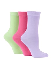 Wild Feet Purple Bamboo Plain Crew Socks 3 Pack - Image 1 of 7
