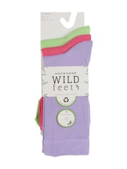 Wild Feet Purple Bamboo Plain Crew Socks 3 Pack - Image 3 of 7