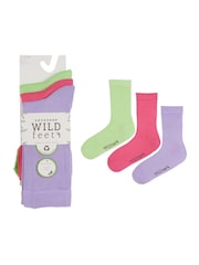 Wild Feet Purple Bamboo Plain Crew Socks 3 Pack - Image 5 of 7