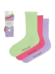 Wild Feet Purple Bamboo Plain Crew Socks 3 Pack - Image 6 of 7