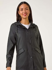 Roman Black Rain Resistant Hooded Jacket - Image 1 of 5
