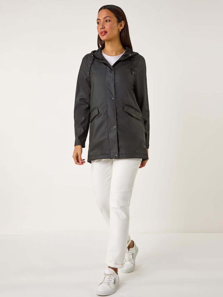 Roman Black Rain Resistant Hooded Jacket - Image 2 of 5