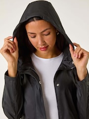 Roman Black Rain Resistant Hooded Jacket - Image 4 of 5