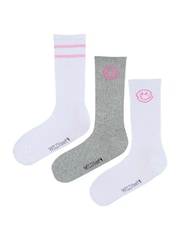 Wild Feet White Sports Style Crew Socks 3 pack - Image 1 of 7