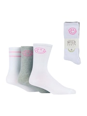 Wild Feet White Sports Style Crew Socks 3 pack - Image 5 of 7