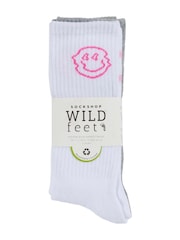 Wild Feet White Sports Style Crew Socks 3 pack - Image 7 of 7
