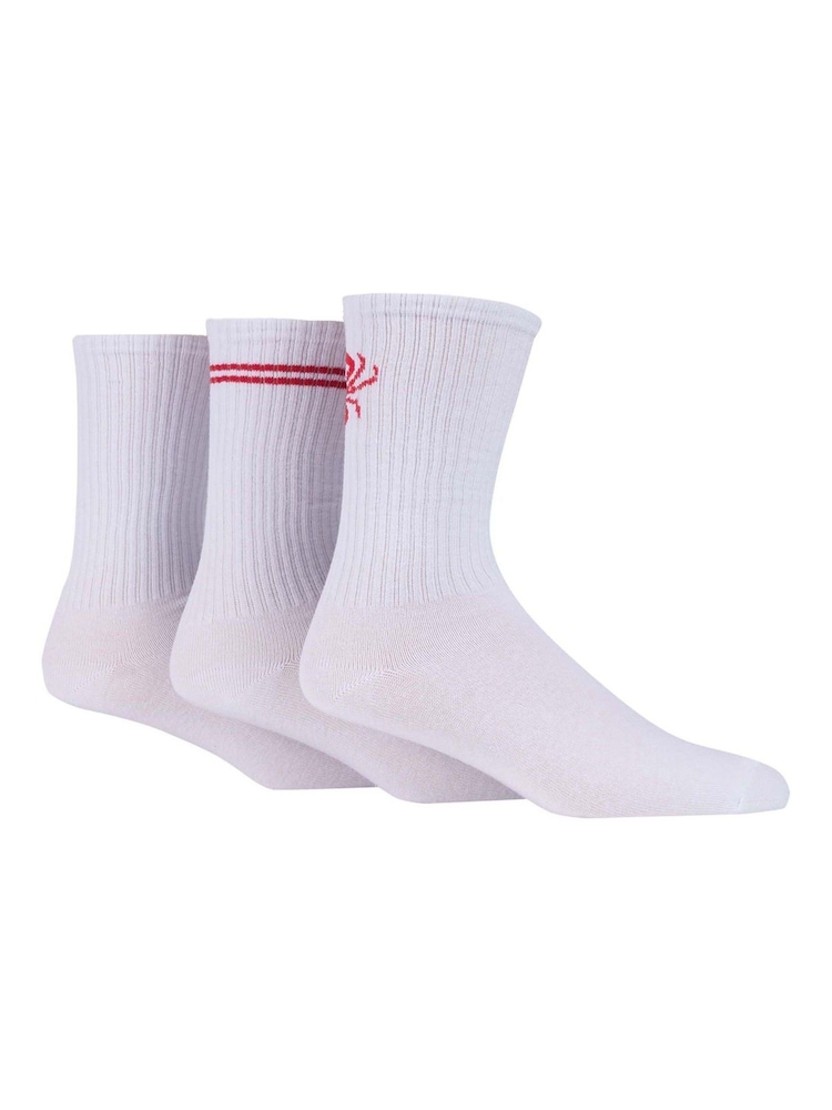 Wild Feet White Cream Sports Style Crew Socks 3 pack - Image 1 of 6
