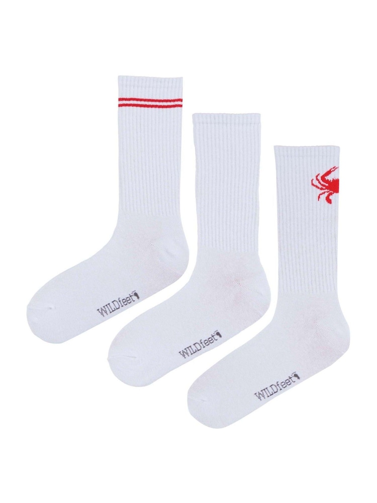 Wild Feet White Cream Sports Style Crew Socks 3 pack - Image 2 of 6