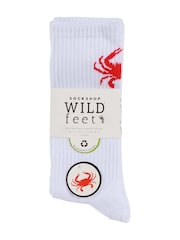 Wild Feet White Cream Sports Style Crew Socks 3 pack - Image 3 of 6