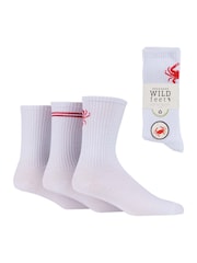 Wild Feet White Cream Sports Style Crew Socks 3 pack - Image 5 of 6