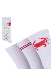 Wild Feet White Cream Sports Style Crew Socks 3 pack - Image 6 of 6
