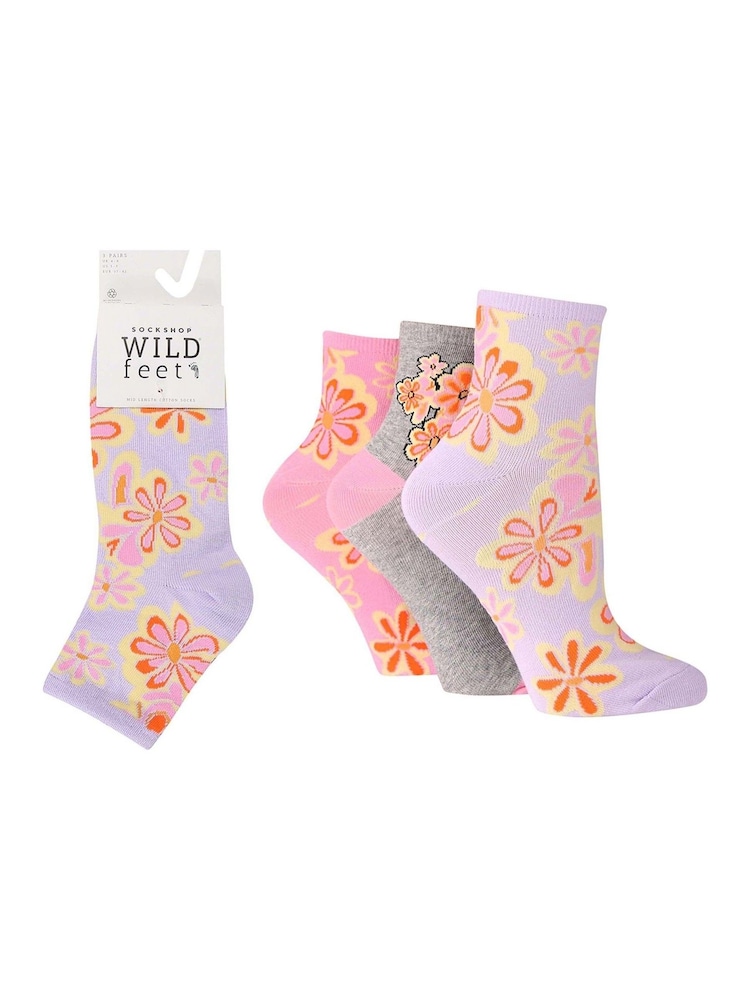 Wild Feet Pink Cotton Cropped Crew Socks - Image 2 of 4