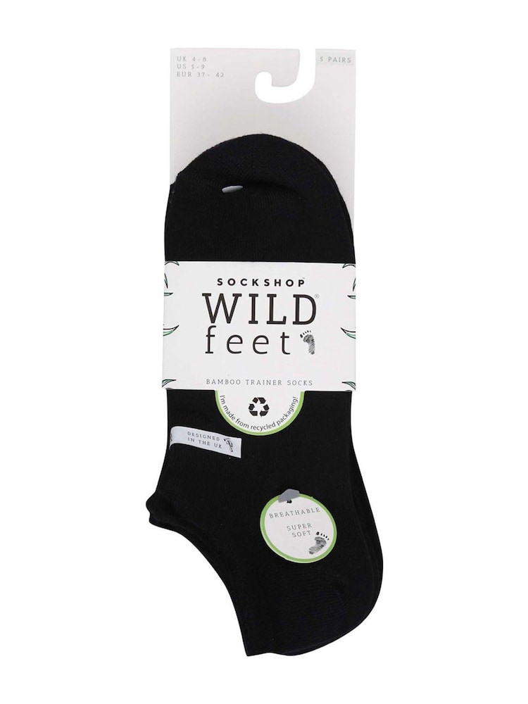 Wild Feet Black Bamboo Multi Pack Trainer Socks - Image 4 of 4