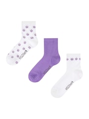 Wild Feet White Bamboo Cropped Crew Socks 3 Pack - Image 2 of 4