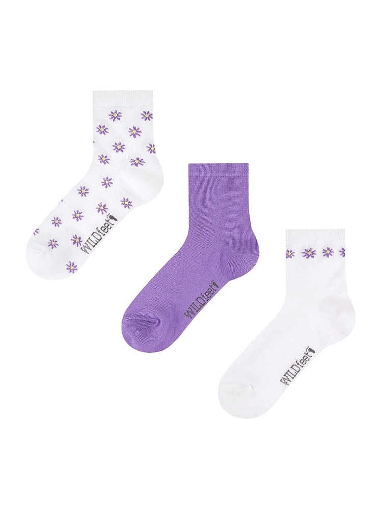 Wild Feet White Bamboo Cropped Crew Socks 3 Pack - Image 2 of 4