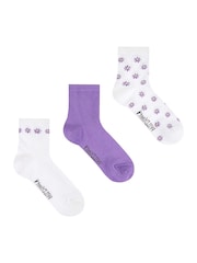 Wild Feet White Bamboo Cropped Crew Socks 3 Pack - Image 4 of 4