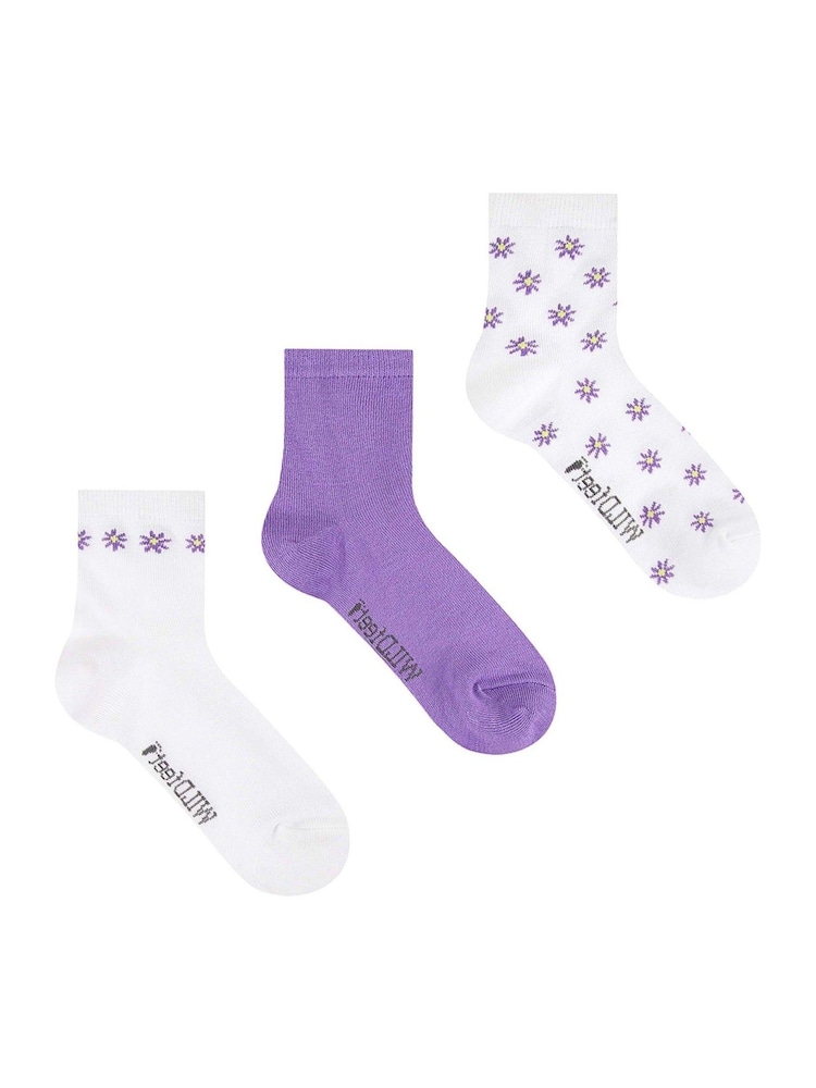 Wild Feet White Bamboo Cropped Crew Socks 3 Pack - Image 4 of 4