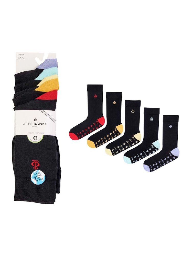 Темно-черный - Jeff Banks Cotton Crew Socks 4 Pack - Image 2 of 6