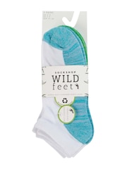 Wild Feet White Bamboo Cushioned Trainer Cut Sports Socks 3 Pack - Image 3 of 8