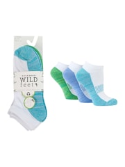 Wild Feet White Bamboo Cushioned Trainer Cut Sports Socks 3 Pack - Image 4 of 8