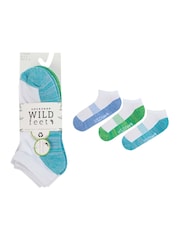 Wild Feet White Bamboo Cushioned Trainer Cut Sports Socks 3 Pack - Image 5 of 8