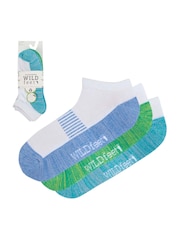 Wild Feet White Bamboo Cushioned Trainer Cut Sports Socks 3 Pack - Image 6 of 8