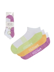 Wild Feet White Bamboo Cushioned Trainer Cut Sports Socks 3 Pack - Image 6 of 8