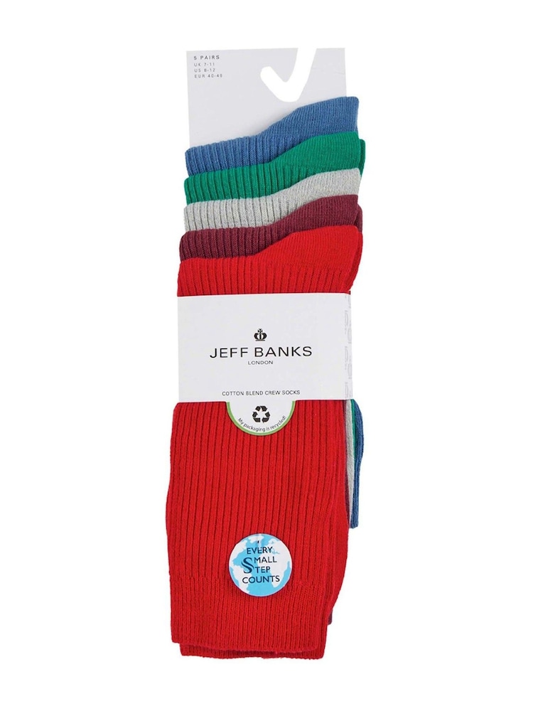 Rot - Jeff Banks Cotton Leisure 5 pack Socks - Bild 1 von 1
