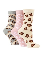 Wild Feet Cream Novelty Jacquard Crew Socks 3 Pack - Image 1 of 7