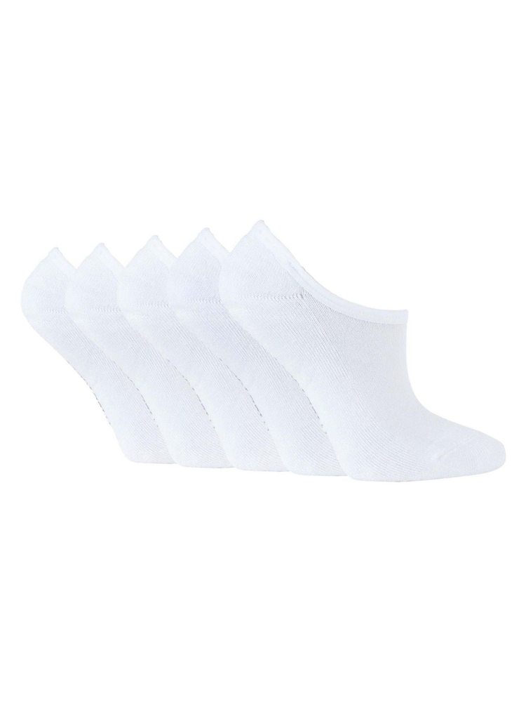 Wild Feet White Bamboo Super Low Cut Trainer Liners Socks 5 Pack with Heel Grip - Image 1 of 10