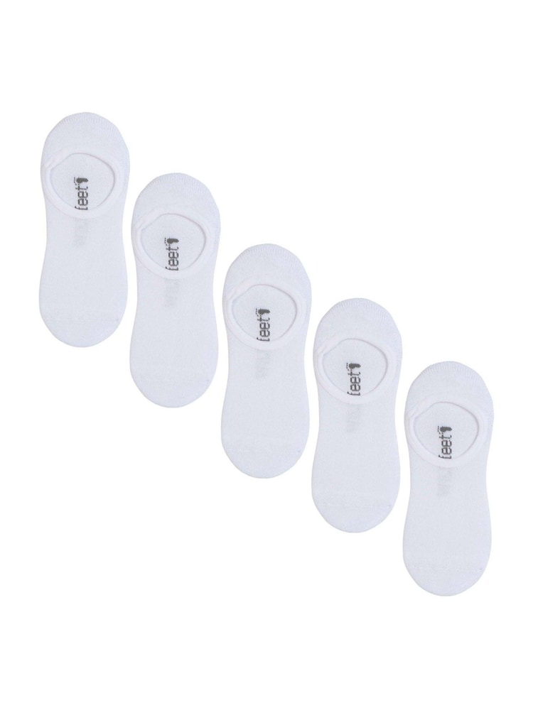Wild Feet White Bamboo Super Low Cut Trainer Liners Socks 5 Pack with Heel Grip - Image 2 of 10
