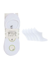 Wild Feet White Bamboo Super Low Cut Trainer Liners Socks 5 Pack with Heel Grip - Image 4 of 10