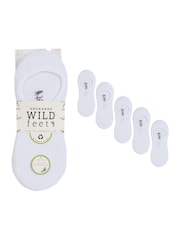 Wild Feet White Bamboo Super Low Cut Trainer Liners Socks 5 Pack with Heel Grip - Image 5 of 10
