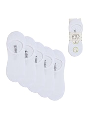 Wild Feet White Bamboo Super Low Cut Trainer Liners Socks 5 Pack with Heel Grip - Image 6 of 10