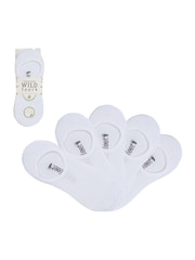Wild Feet White Bamboo Super Low Cut Trainer Liners Socks 5 Pack with Heel Grip - Image 7 of 10