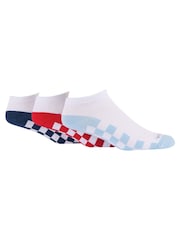 Wild Feet White Checkerboard Cotton Trainer Liners Socks 3 Pack - Image 1 of 8