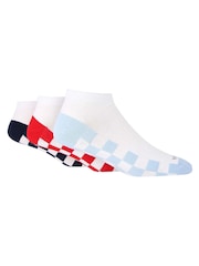 Wild Feet White Checkerboard Cotton Trainer Liners Socks 3 Pack - Image 7 of 8