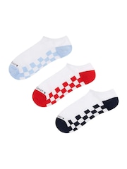 Wild Feet White Checkerboard Cotton Trainer Liners Socks 3 Pack - Image 8 of 8