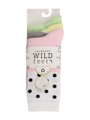 Wild Feet Pink Bamboo Pop Colour Socks 3 Pack - Image 2 of 4