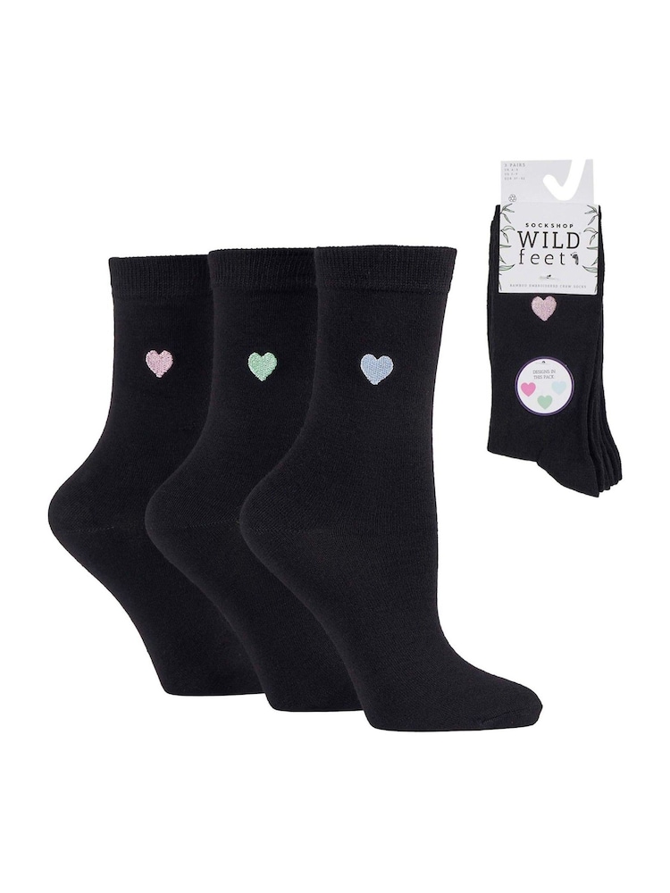 Wild Feet Bamboo Viscose Embroidered Crew Socks - Imagen 2 de 7