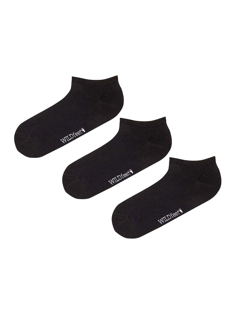 Wild Feet Black Cotton Trainer Liners Socks 3 pack - Image 2 of 5