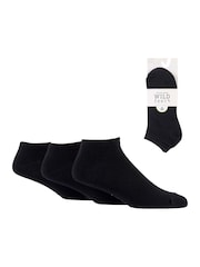 Wild Feet Black Cotton Trainer Liners Socks 3 pack - Image 3 of 5